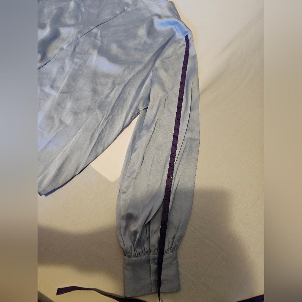 Worthington Soft Blue Wrap Blouse - Picture 13 of 16